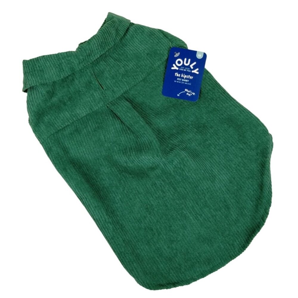 Youly Hipster Green Corduroy Dog Shirt Medium 16 inches